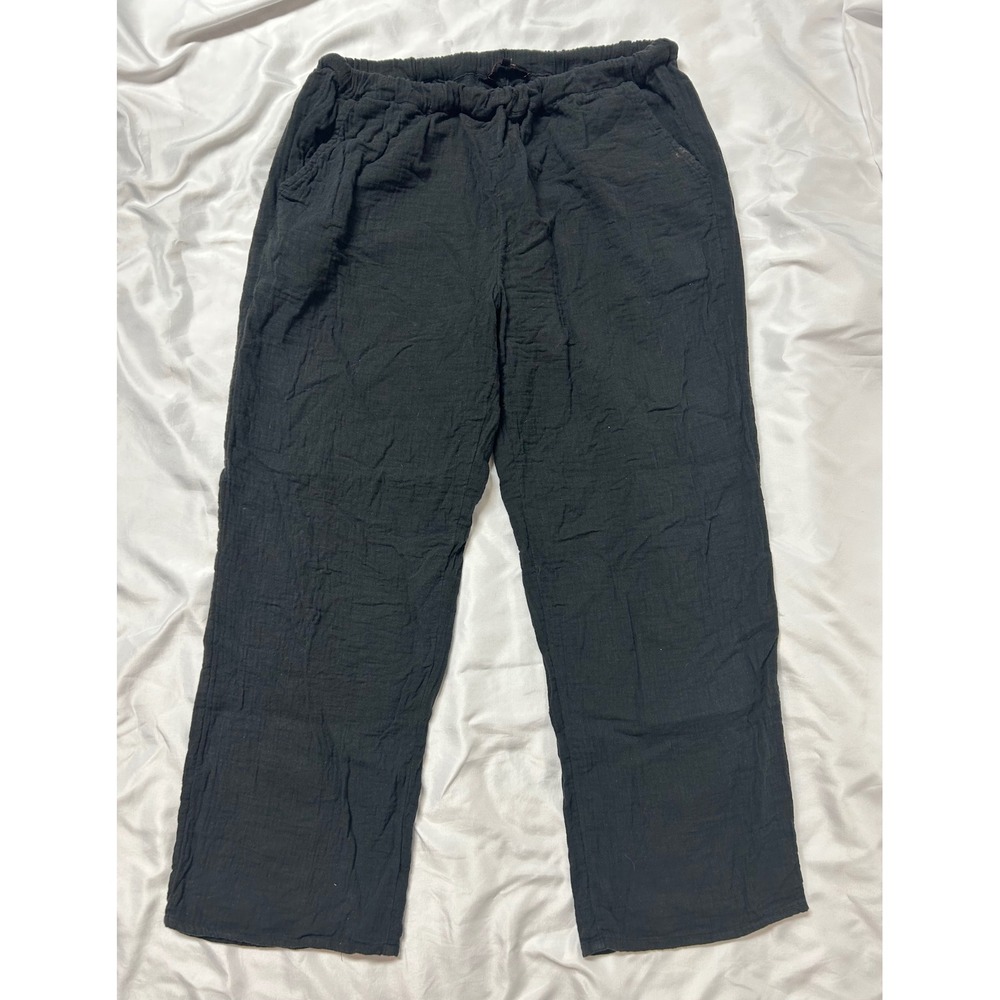 Quince Black 100% Organic Cotton Gauze Relaxed Straight Leg Pants Beachy Boho Sm